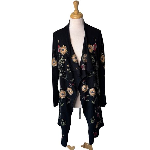 JOHNNY WAS Perennial Cardigan Sweater Black Size Small - Picture 3 of 11